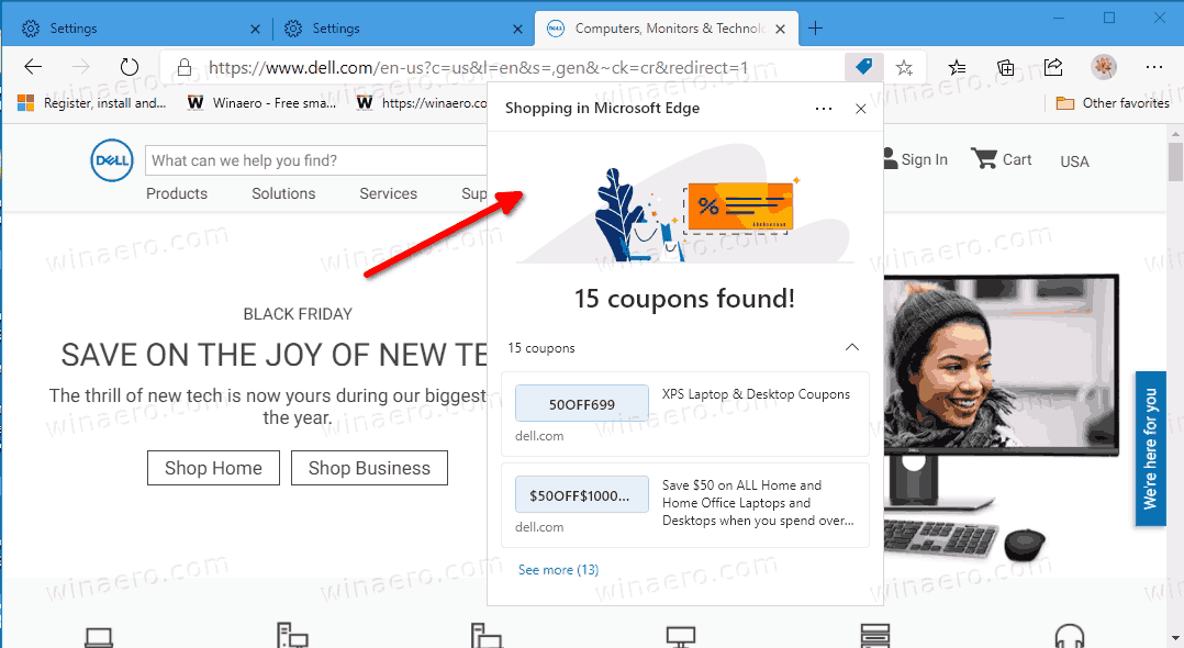 Så här aktiverar eller inaktiverar du Shopping i Microsoft Edge