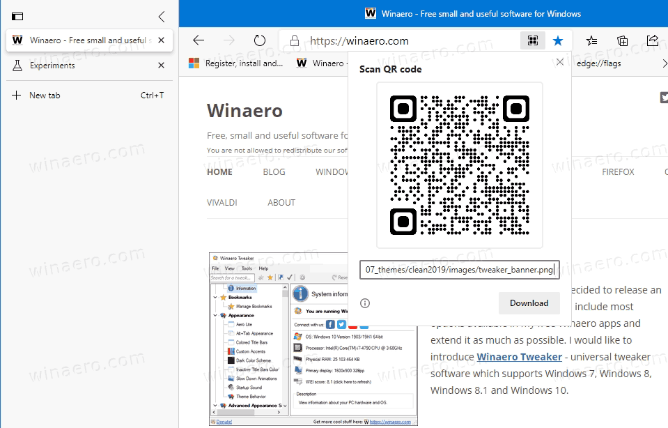 Gumb Dodaj ili ukloni okomite kartice na alatnoj traci u programu Microsoft Edge