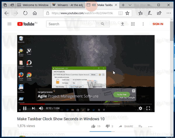 كتم صوت علامة تبويب في Microsoft Edge في نظام التشغيل Windows 10