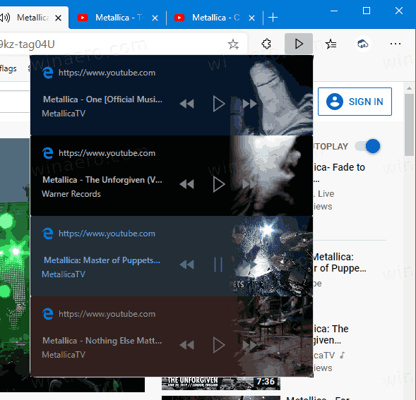 Globale mediekontroller i Microsoft Edge Modtag en afvisningsknap