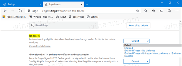 Edge Chromium: congelació de pestanyes, compatibilitat amb mode d’alt contrast