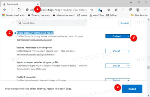 Bật Từ điển hình ảnh cho Trình đọc nhập vai trong Microsoft Edge