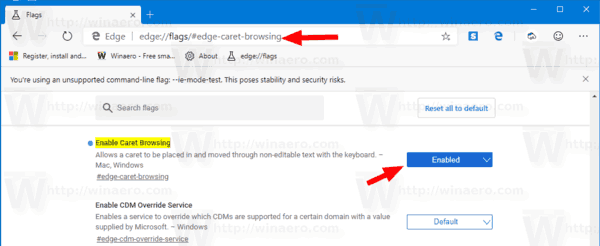 Aktivieren Sie das Caret-Browsen in Microsoft Edge Chromium