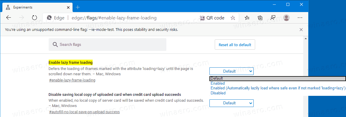 Schakel Lazy Frame Loading in Microsoft Edge in