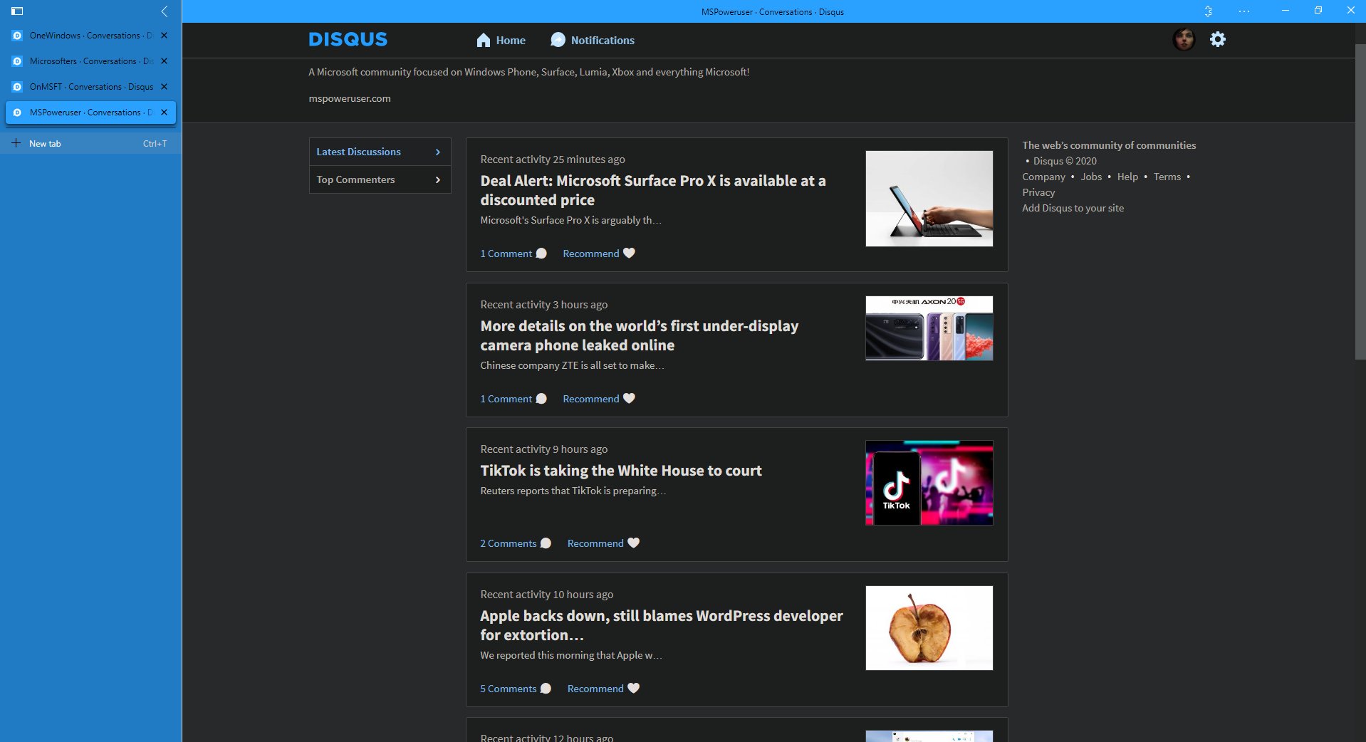 Habilitar Tab Strips PWA de área de trabalho no Microsoft Edge