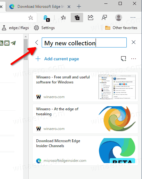 Microsoft Edgeで、コレクションを日付と名前で並べ替えることができるようになりました