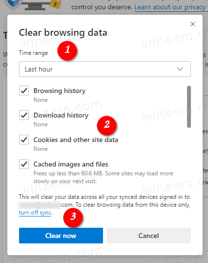 Cancella dati di navigazione in Microsoft Edge