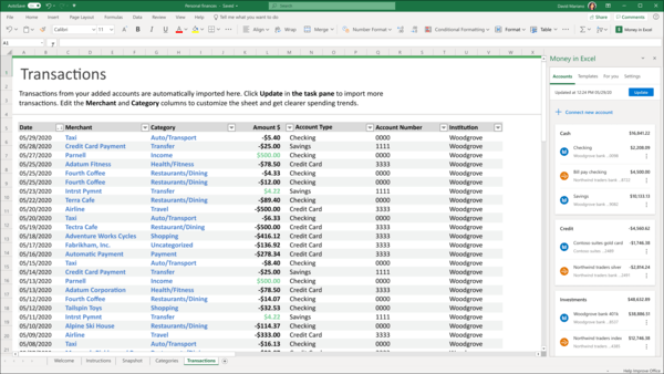 Microsoft stillede penge til rådighed i Excel