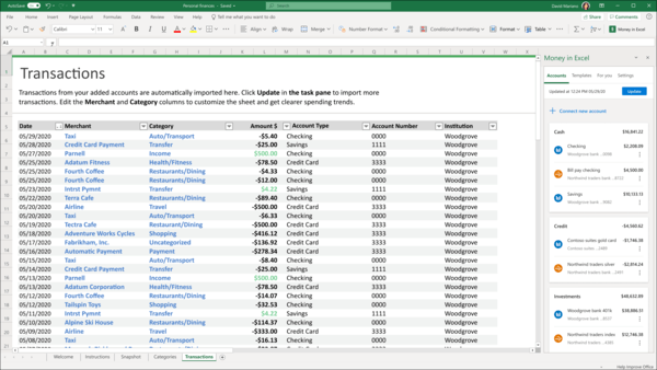 Microsoft disponibilizou o Money no Excel