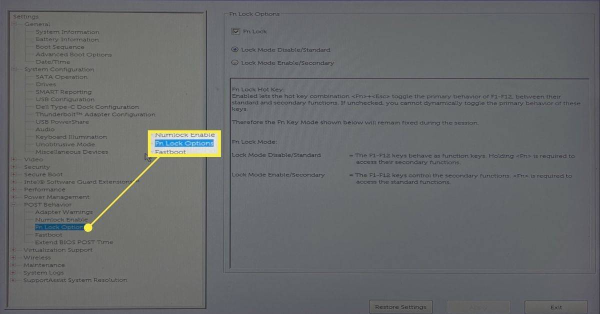 Как да деактивирате функционалния клавиш на лаптоп Dell