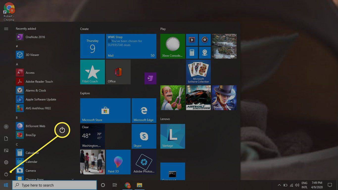Como desligar o Windows 10