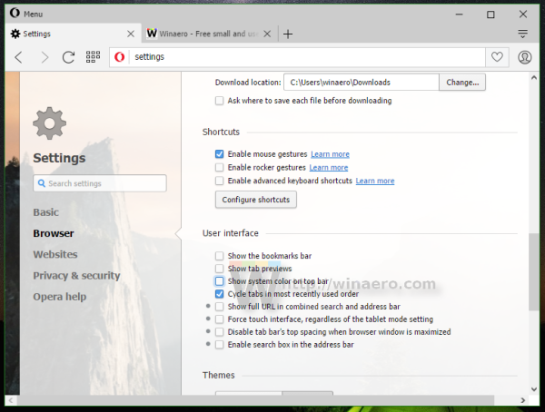 Ang Opera 36 ay mayroong mga espesyal na tampok para sa mga gumagamit ng Windows 10