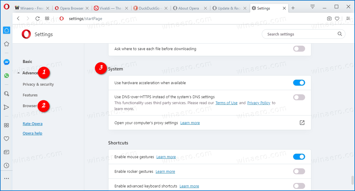 Paganahin ang DNS sa paglipas ng HTTPS sa Opera (DoH)