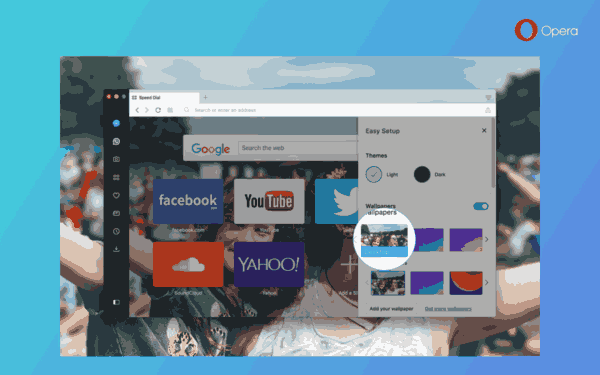Opera 51 Beta: setați fundalul desktopului ca fundal al Opera