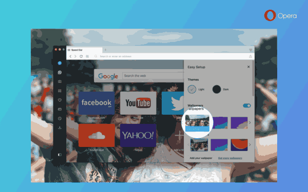 Opera 51 Beta: Đặt hình nền Máy tính của bạn làm hình nền Opera