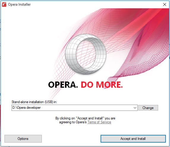 لدى Opera برنامج تثبيت محمول