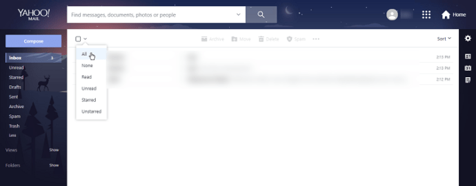 Come eliminare tutte le email non lette in Yahoo Mail