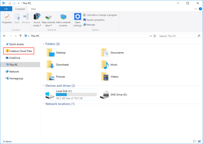 Kā noņemt Creative Cloud failus no File Explorer sānjoslas Windows
