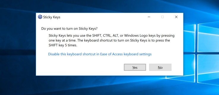 Windows 10: deshabilite la advertencia y el pitido de las teclas adhesivas
