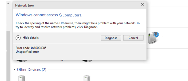 कैसे ठीक करें 'विंडोज कंप्यूटर तक नहीं पहुंच सकता' त्रुटि कोड 0x80004005
