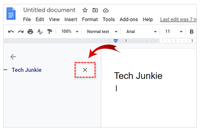   Google Docs - Suprimeix l'encapçalament de l'esquema