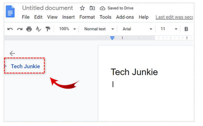   Dokumen Google - Tambahkan Tajuk pada Outline