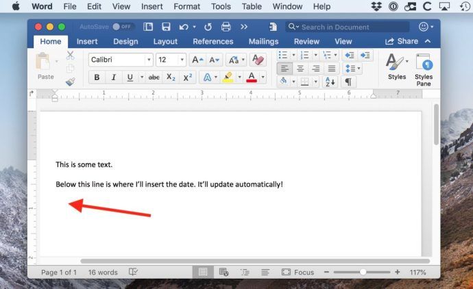 כיצד להוסיף חותמת תאריך ושעה המתעדכנת אוטומטית ב- Word עבור Mac