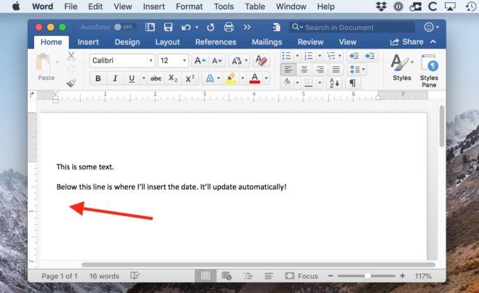 Kā automātiski atjaunināt datuma un laika zīmogu programmā Word for Mac