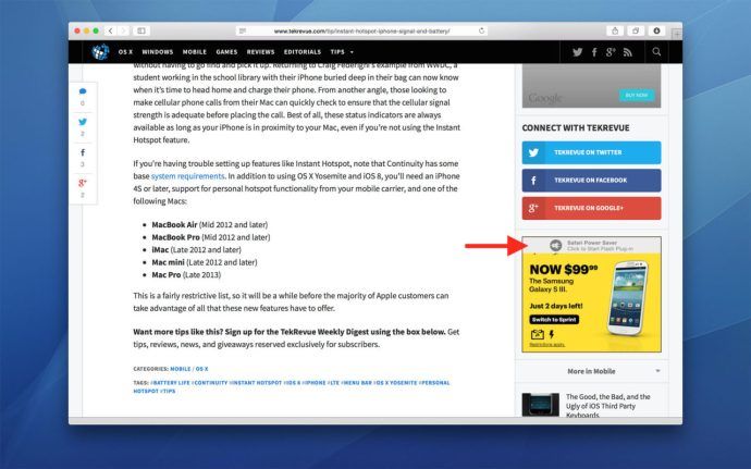Slik deaktiverer du Safari Power Saver i Mac OS X