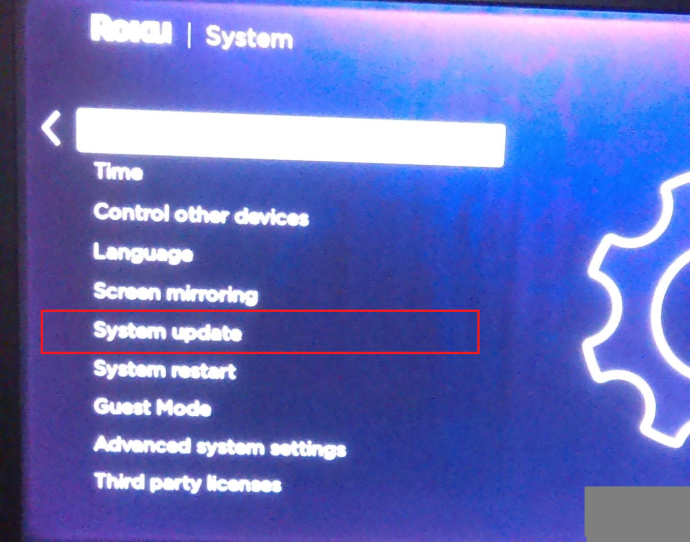   Menu Sistem Roku 3