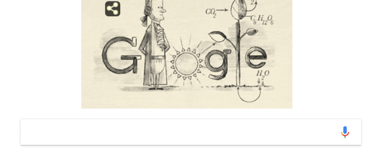 Jan Ingenhousz a jeho objev rovnice fotosyntézy je oslavován v Google Doodle