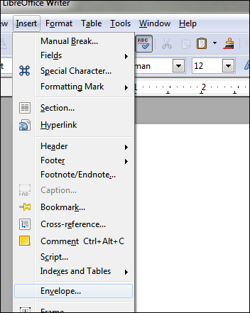 Cách in phong bì bằng LibreOffice