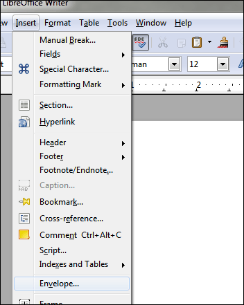 Boríték nyomtatása a LibreOffice segítségével