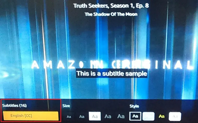   „Amazon Prime“ subtitrų nustatymai