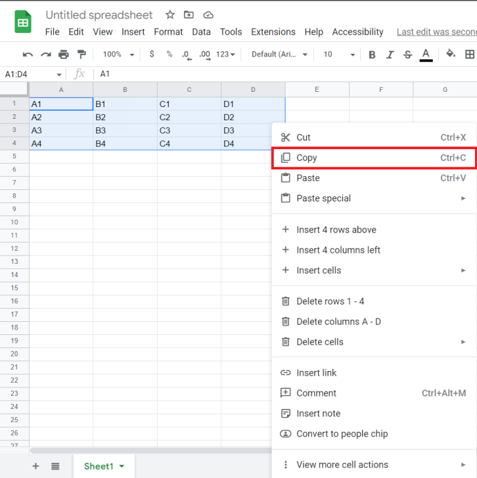   Google Spreadsheet - Menu Cepat