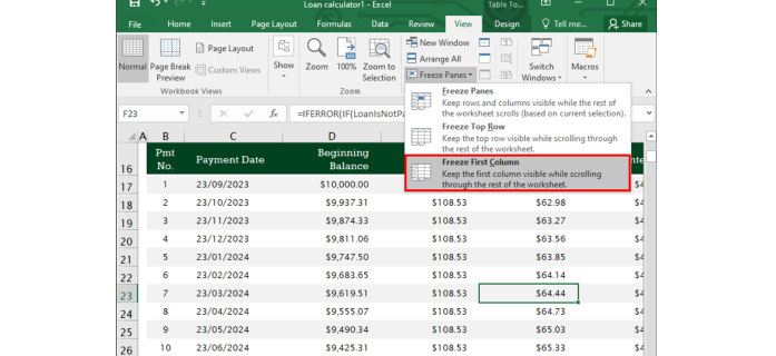 Hogyan zároljunk egy oszlopot az Excelben