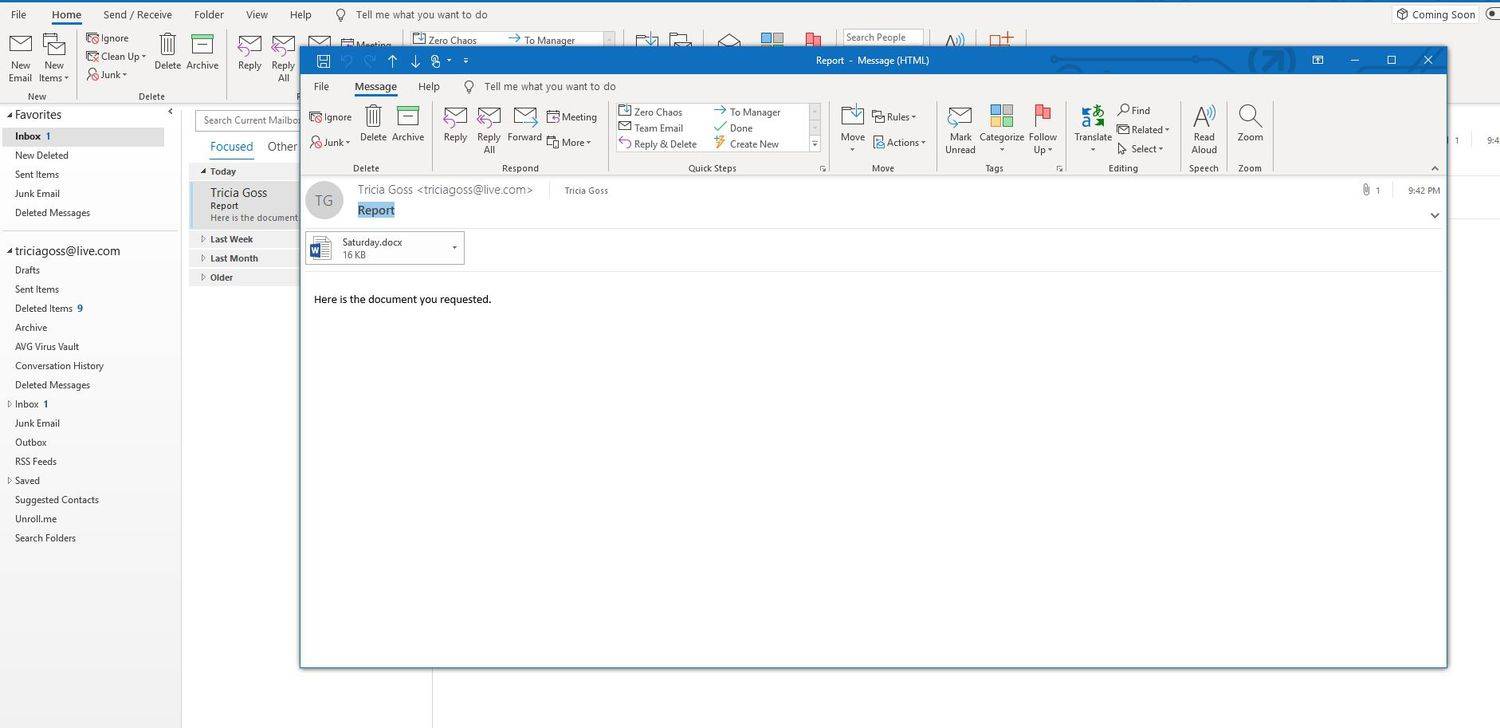 Kako urediti prejeto e-pošto v Outlooku