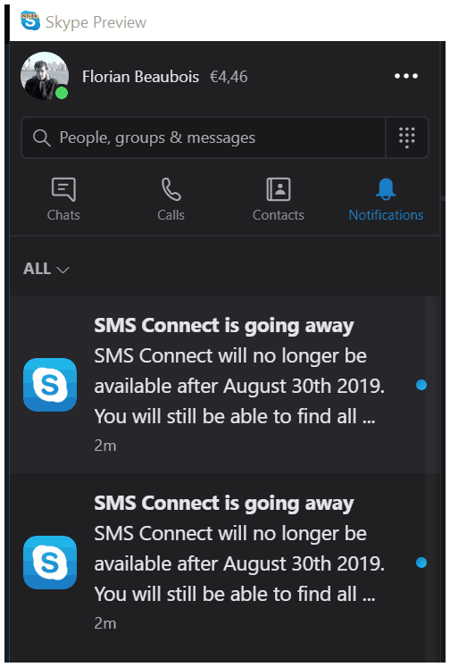 Skype ztratí SMS Connect ve prospěch aplikace Telefon