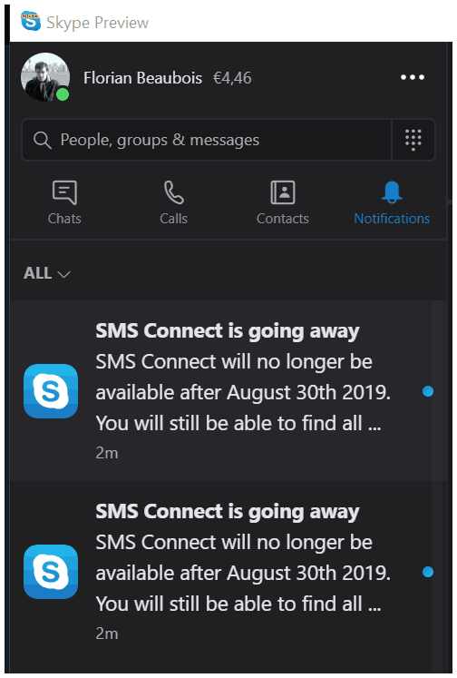 Skype kehilangan SMS Connect yang memihak kepada aplikasi Telefon Anda