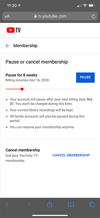 Com es cancel·la YouTube TV