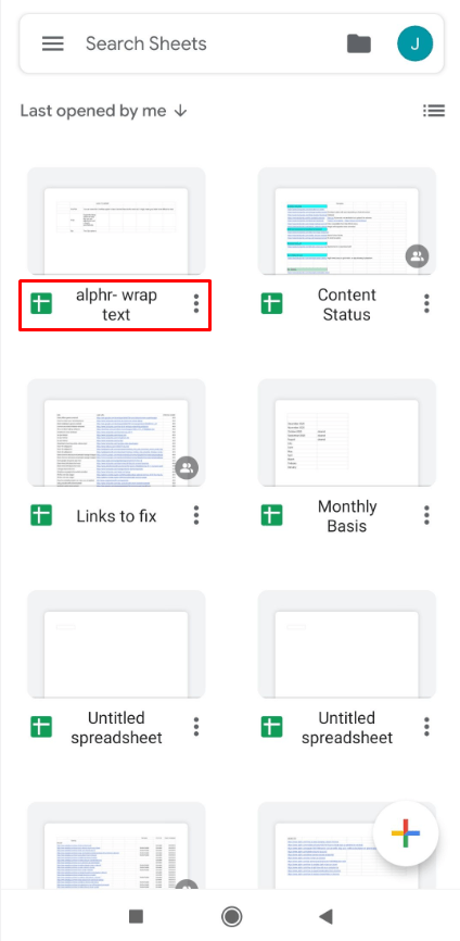 Tekstin kääriminen Google-taulukoihin [kaikki laitteet]