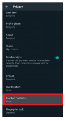   WhatsApp-Menü „Datenschutzeinstellungen“.