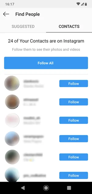 Instagram-kontakter