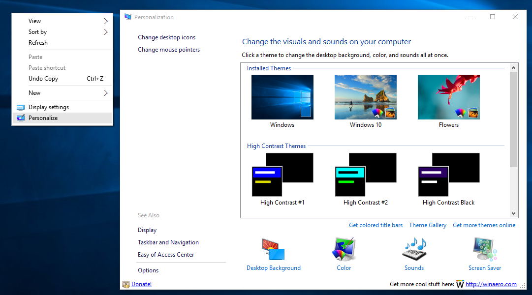 Ploča za personalizaciju za Windows 10