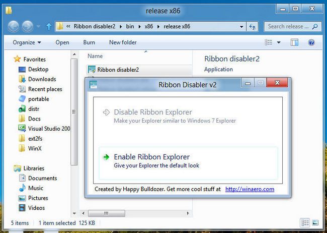 Ribbon Disabler за Windows 10 и Windows 8
