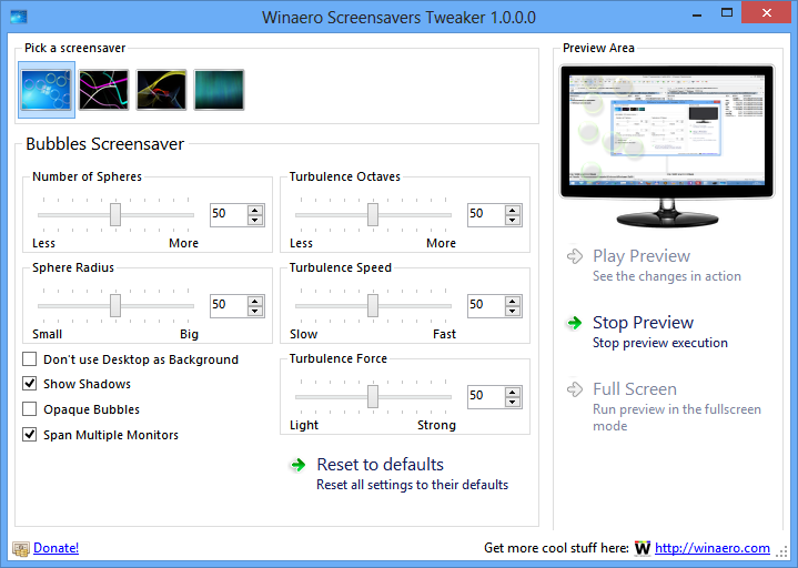 Winaero Screensavers Tweaker