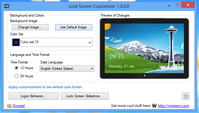 Lock Screen Customizer til Windows 8.1 og Windows 8