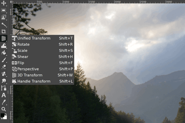 GIMP 2.10.18 फोटोशॉप जैसे टूलबार, नए 3 डी ट्रांसफॉर्म टूल के साथ है