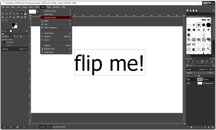 Come capovolgere un'immagine in GIMP