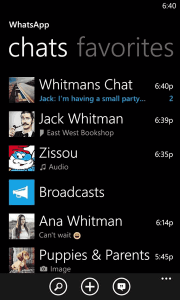 새로운 UI 기능으로 업데이트 된 Windows Phone 용 WhatsApp